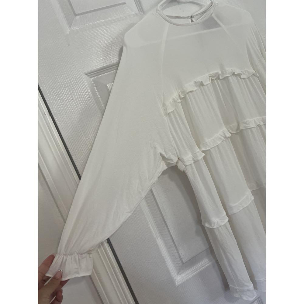 Reformation XS White Tiered Mini Dress Romantic Cottagecore Babydoll Ethereal - Picture 6 of 11